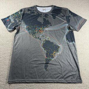 Goggle World Map All Over Print Logo Stretch T-shirt Gray Black Men’s Size 4XL